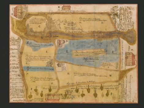 Zdjęcie nr 16 (31)
                                	                             Archiwum UJ, Akta pap. 4751. Mapa ze zbiorów AUJ, wieś Podskalany i okolice Modlnicy w roku 1682.
                            